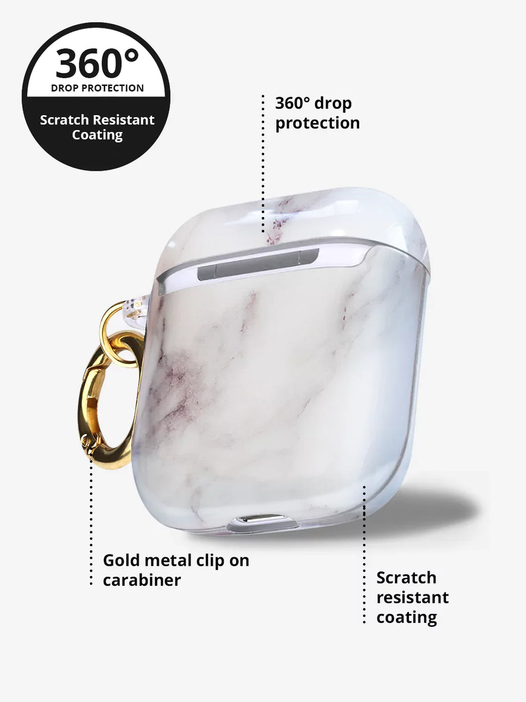 White Marble Airpods Case