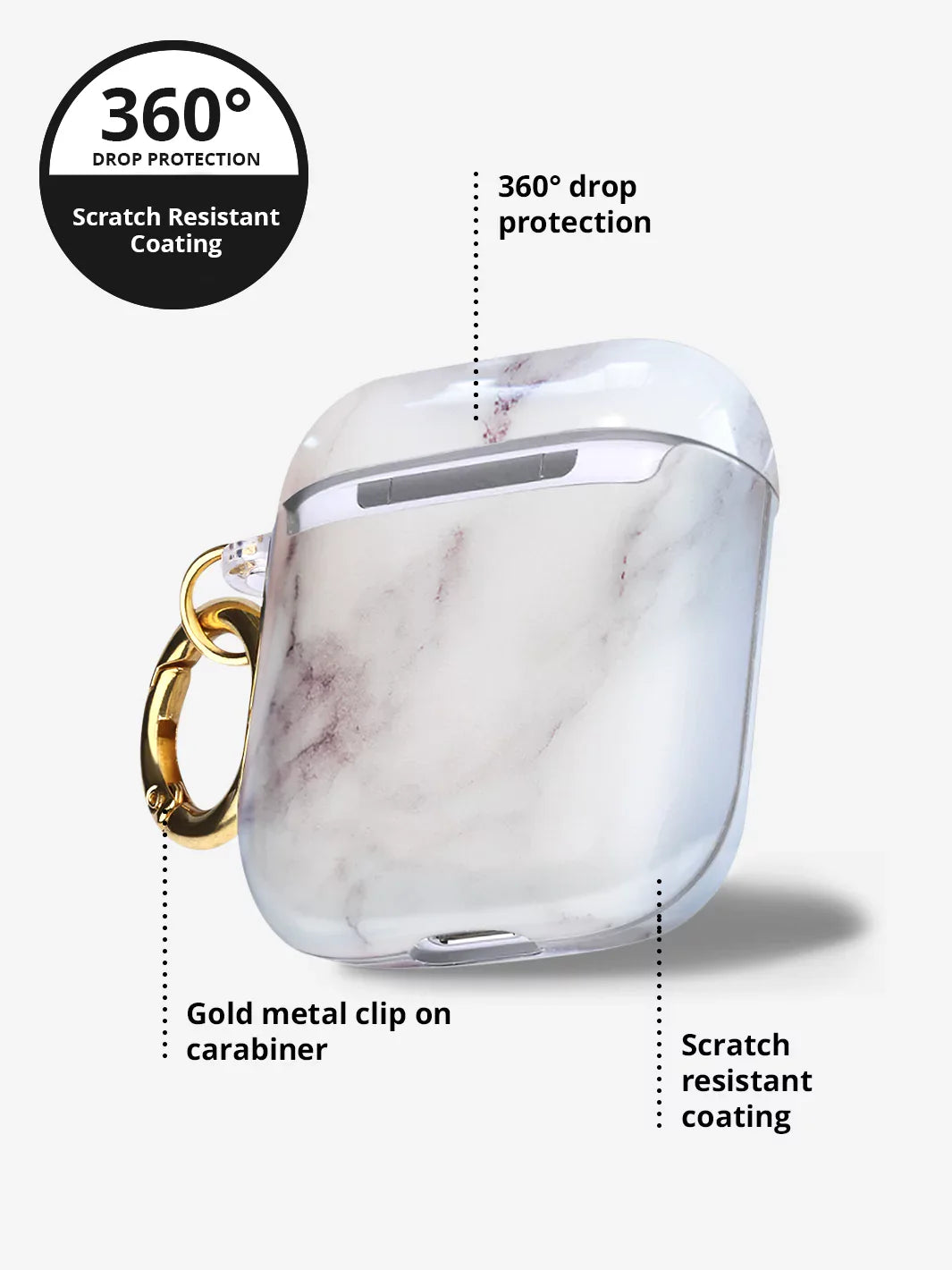 White Marble Airpods Case