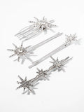 Silver Star Barrettes, Set of 4