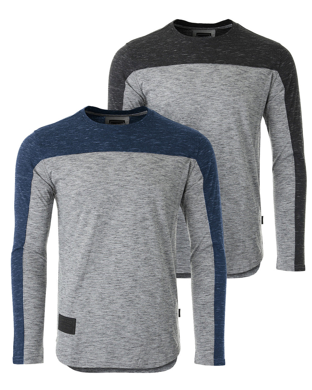 Athletic Color Block Long Sleeve Curved Hemline Casual Shirt